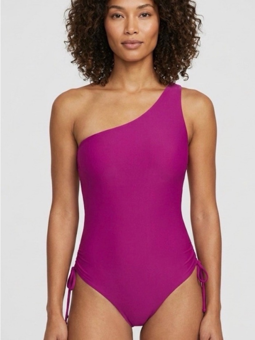 NWT TA3 One Shoulder Sidey Keyhole Swimsuit Shapewear One Piece Berry XS